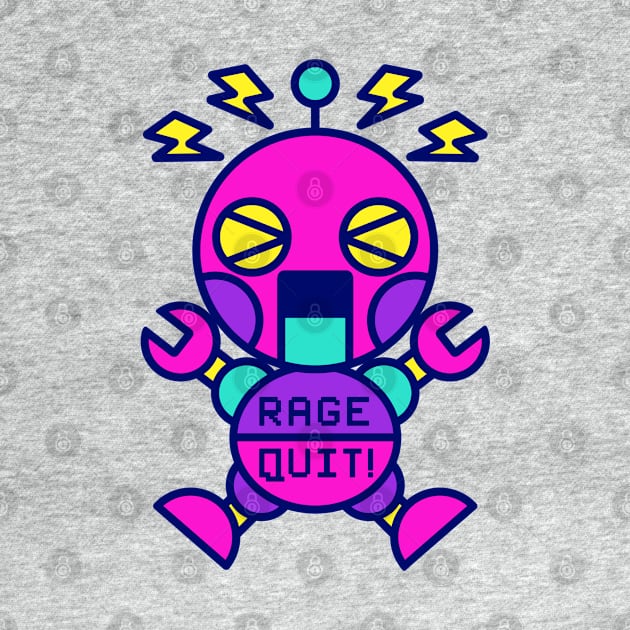 RAGE QUIT neon robot by Red_Flare_Art